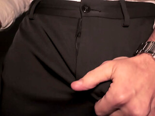 POV: Arrogant Boss rubs his sweaty thick cock in your face