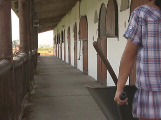 Outdoor barn sweaty anal fuck fest