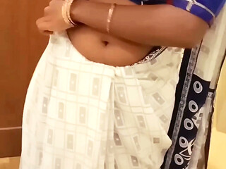 Desi Tamil Wife Renu Panties Body Show & Slow Saree Dressing Tease for Secret Bestie! Indianhotwifex