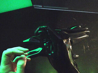 Latex Gloves ASMR Putting on short latex gloves up-close