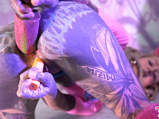 Tattooed Goth Punk Solo Double Penetration