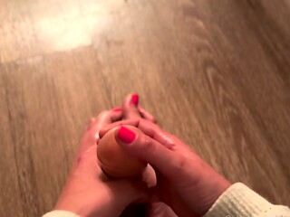 Amateur Blonde Gives A Handjob POV