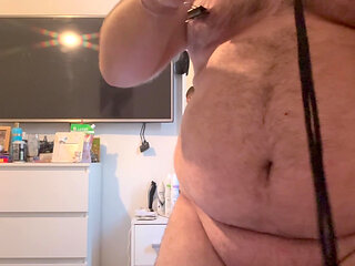 Cock and ball bondage under clothes