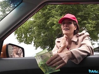 Outdoor doggy style fuck with a long-legged brunette Mia Moone