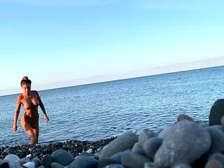 Monika Fox Swims Naked In Sea