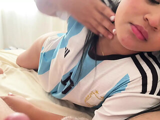 Footballer stepsister likes to suck and have them end up in her mouth