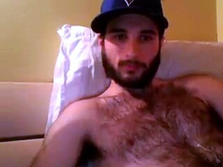 Hairy Stud Shoots Cum All Over Himself