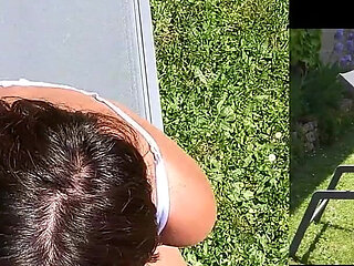 Beautiful MILF in Sexy White Lingerie Gets Fucked Doggystyle Outside and Cums on Her Big Ass