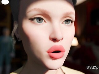 Catherine, the lustful baroness, deepthroats Casanova's big cock in 3D VR