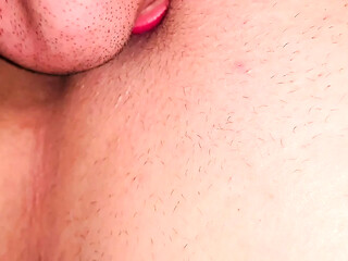 Sweet blonde wife gives horny licking to her husband's pink pussy