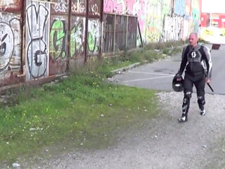 John fucked outdoor by straight motorbiker