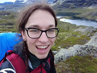 Private holiday video from Norway &ndash_ Hiking with Kai Bailey and sucking his cock as a treat