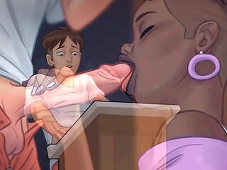 Wacky music professor gives her schoolgirl a public blowjob