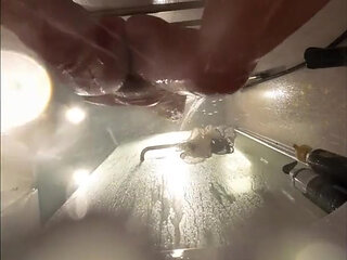 Webcam Under Stepsisters Bath. Wet Pussy After Sex with Boyfriend