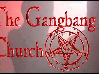 Slutty chicks get gangbanged in a church