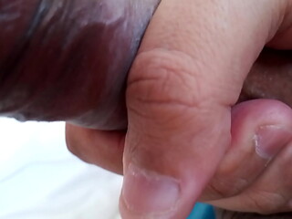 Jacking off my uncircumcised cock, closeup. June 1, 2024.