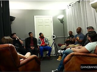 GangbangCreampie - Smokin Hot Brunette Babe Joins In A Gangbang And Gets Anal Creampie