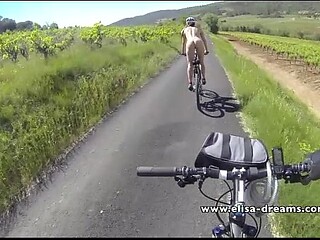 Flashing and nude in public biking on the road