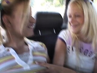 Sexy blonde teen twins share lez