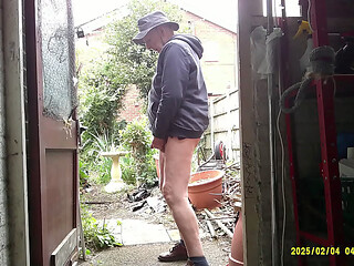 fat old grandpa takes a piss
