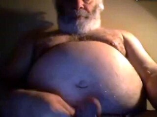 Hairy NY Bear Strokes on Webcam