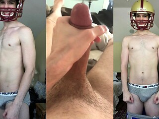 Football Stud Wanks in his football gear