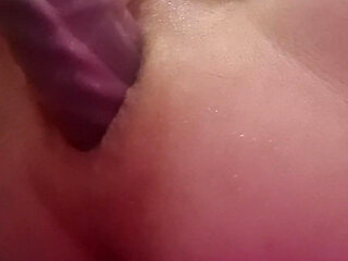 Having fun with my giant fantasy dildo