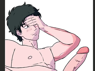 Adult Nakamura, naked and blushing, shows his huge cock to Hirose (Inspired by Go For It, Nakamura-kun!!) Yaoi drawing process