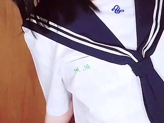 Cute Girl Toys with Huge Tits in Sailor Uniform