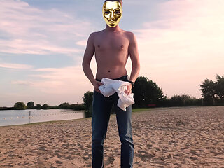 Twink on Forbidden Non Nudist Beach Secretly Naked 4K! Teenager Exhibitionism Goldenelixxxir!