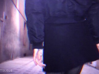 Petite wife teases in public