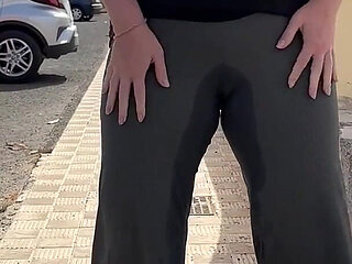 Girl Wetting Pants on the Street