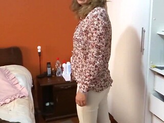 Hairy Latina stepmom exposes herself to stepson's friends