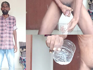 Rajesh Playboy 993 Masturbating Big Cock in the Bedroom and Cumming in the Glass. Huge Cumshot