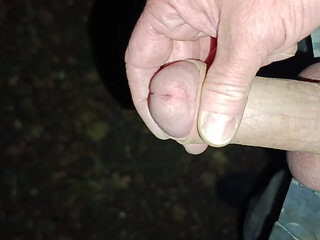 Horny jerking off with loud moans on the main road