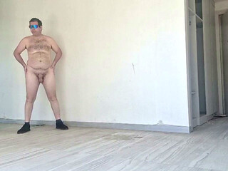 All naked in an abandoned building