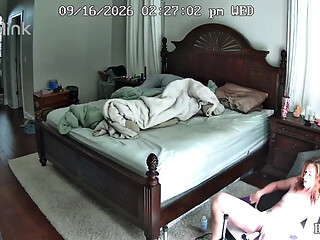 Hot MILF caught stuffing herself with BBC dildos