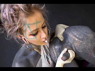 TRANNY ANAL stretching by TATTOOED dominatrix - ASS fisting FEMDOM couple (goth, punk, alt porn) ZF163