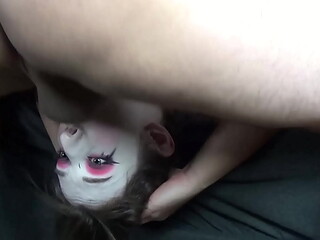 Mad Moxxi Gets Rough Head Hanging Throat Fuck of a Lifetime! Slamming Balls Deep Cum in Throat As She Stares Forward!