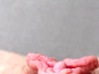 I Pull the Hood off My Clit and Touch It Closeup