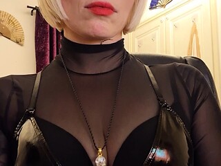 Cute Blond Transsexual With Stockings Jerking