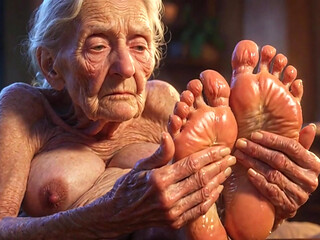 Beautiful Big Wrinkled Feet Oiled up - Oil Dripping From Toes Sensual Massage