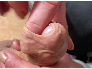 Limp And Hard Dick Foreskin Play Until He Cum Shoot