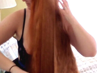 Hot Ginger MILF Brushes Her Long Red Hair