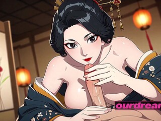 Anime Ukiyoe beauty fucked in an old Edo tatami chamber