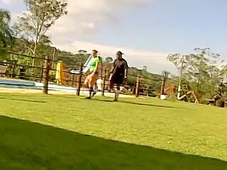 Athletic slut fucked by a black coach on the soccer field