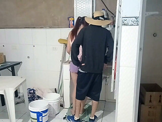 Neighbor in Tiny Shorts Doing Laundry!