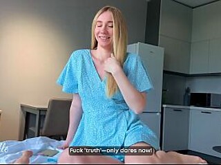 Step sis's blonde buddy gets caught with my cum in her panties
