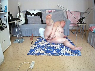 Mother-in-law with Big Ass Tits and Meaty Hairy Cunt Masturbates with Sex Toys