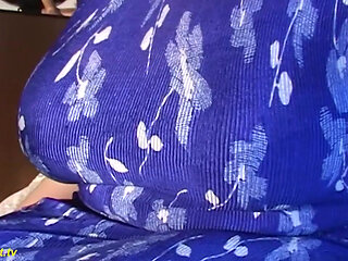 Horny BBW mature plays with her extreme monster tits